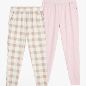 Eddie Bauer Solid Pink and Cream Plaid lounge pants. 2 pair Size XXL. See pice